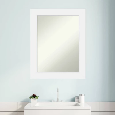 23" X 29" Non-Beveled Corvino Wood Bathroom Wall Mirror White - Amanti Art - Image 5
