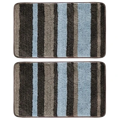 MDesign Soft Striped Microfiber Non-Slip Spa Mat, 34" X 21", 2 Pack - Image 9