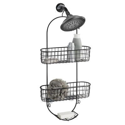 MDesign Steel Metal Curved Bathroom/Shower 2-Tier Caddy With Baskets - Image 8