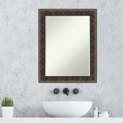 Amanti Art Intaglio Embossed Black Petite Bevel Wood Bathroom Wall Mirror 28.5 X 22.5 In. - Image 6