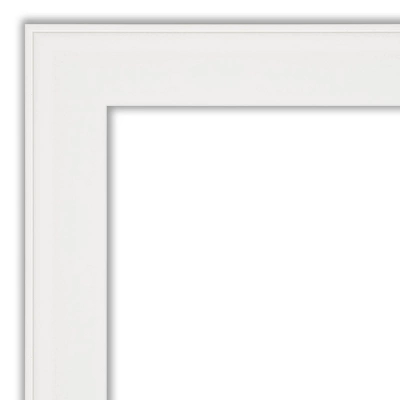 32" X 26" Non-Beveled Vanity White Narrow Bathroom Wall Mirror - Amanti Art - Image 2
