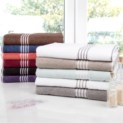 8pc Striped Bath Towel Set - Yorkshire Home - Image 3