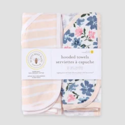 Burt's Bees Baby Burt's Bees Baby® Set Of 2 Botanical Hooded Towel - Light Pink