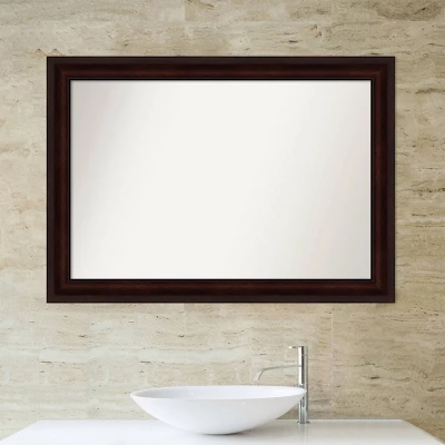 41" X 29" Non-Beveled Bathroom Wall Mirror Coffee Bean Brown - Amanti Art - Image 5