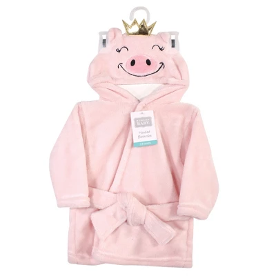 Hudson Baby Infant Girl Plush Animal Bathrobe, Pig, 0-9 Months