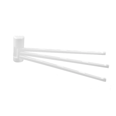 Unique Bargains Kitchen Bathroom Plastic 3-Bar Rotation Towel Rack Hooks And Hangers White 1 Pc - Image 5