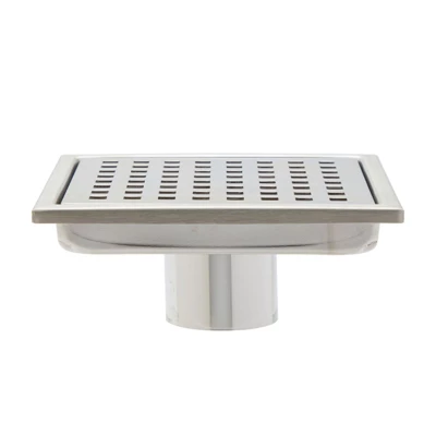 Built Industrial 5.8-Inch Stainless Steel Square Shower Drain Cover For Bathrooms, Showers, And Sinks, Floor Drain With 2 In Bottom Outlet, Silver - Image 3