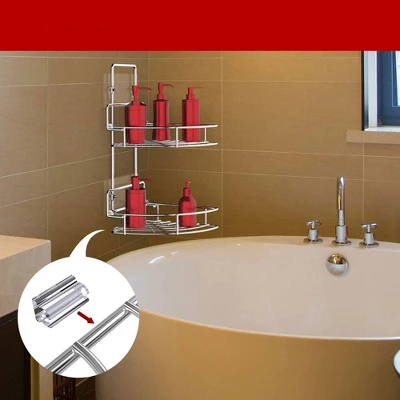 Vdomus 9" X 9" Wall Mounted Corner Shelf Organizer Shower Caddy - Polished Chrome - 2 Tier - Image 2