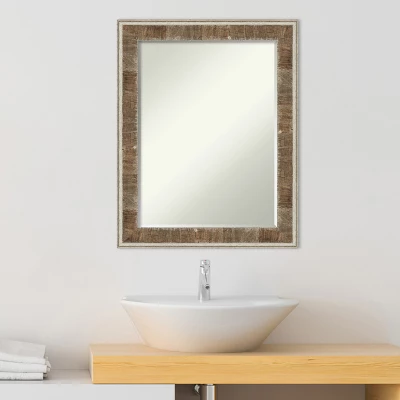 Amanti Art Farmhouse Brown Narrow Petite Bevel Wood Bathroom Wall Mirror 28.75 X 22.75 In. - Image 4