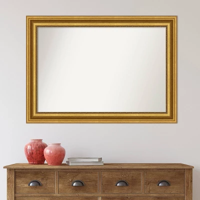 42" X 30" Non-Beveled Parlor Bathroom Wall Mirror Gold - Amanti Art - Image 6