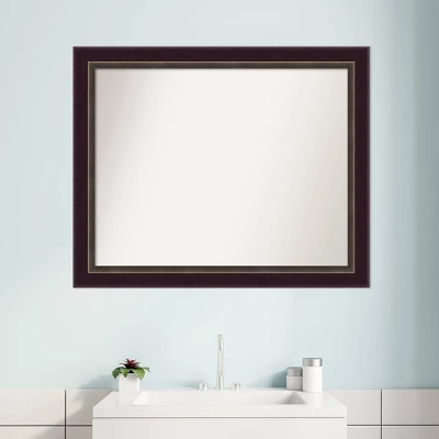 32" X 26" Non-Beveled Signore Bronze Wood Bathroom Wall Mirror - Amanti Art - Image 6