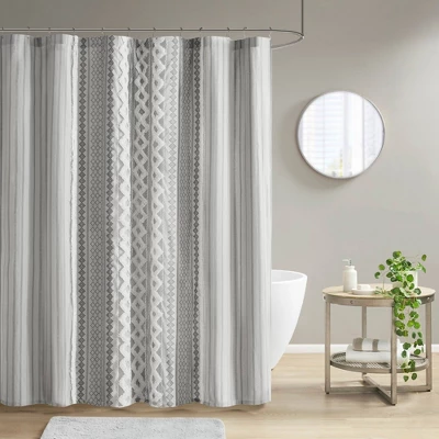 72"x72" Imani Chenille Striped Cotton Printed Shower Curtain - Image 5