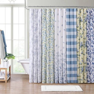 72"x72" Flora Shower Curtain Blue - Laura Ashley - Image 4