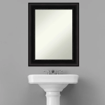 24" X 30" Non-Beveled Parlor Bathroom Wall Mirror Black - Amanti Art - Image 6