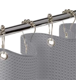 Creative Scents Gray Waffle Shower Curtain With Liner