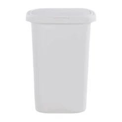 Rubbermaid 13.25 Gallon Rectangular Spring-Top Lid Kitchen Wastebasket Trash Can For Tall Trashbags, White