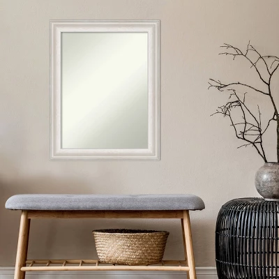 23" X 29" Non-Beveled Trio White Wash Silver Bathroom Wall Mirror - Amanti Art - Image 4