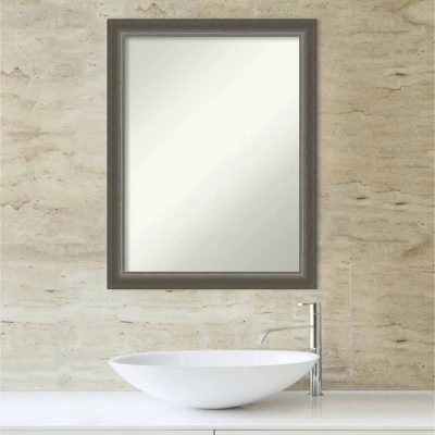 21" X 27" Non-Beveled Domus Wood Bathroom Wall Mirror Dark Silver - Amanti Art - Image 4