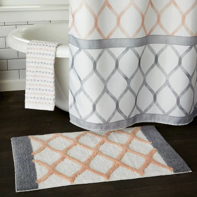Dancing Lattice Bath Rug Gray/Blush - SKL Home - Image 2
