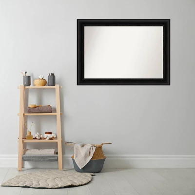 42" X 30" Non-Beveled Parlor Bathroom Wall Mirror Black - Amanti Art - Image 7