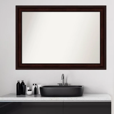 41" X 29" Non-Beveled Bathroom Wall Mirror Coffee Bean Brown - Amanti Art - Image 8