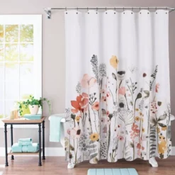 Floral Wave Shower Curtain White - Thresholdâ˘
