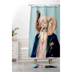 Mr. Elephant Shower Curtain Pastel Blue - Deny Designs