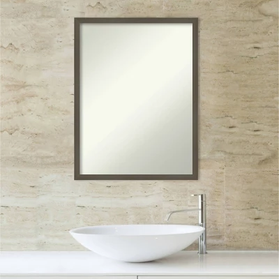 20" X 26" Non-Beveled Svelte Clay Gray Wood Bathroom Wall Mirror - Amanti Art - Image 4