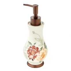 Holland Floral Liquid Soap Dispenser Natural 8.2" X 3.29" X 3.29" By SKL Home