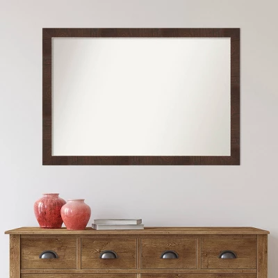39" X 27" Non-Beveled Wildwood Brown Narrow Bathroom Wall Mirror - Amanti Art - Image 5