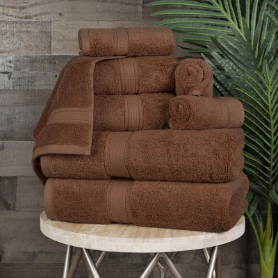 Luxury Premium Cotton 800 GSM Highly Absorbent 8 Piece Ultra-Plush Solid Towel Set By Blue Nile Mills