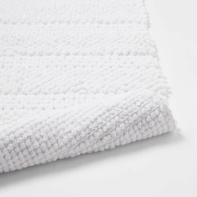 20"x32" Knit Striped Chenille Bath Rug Fringe White - Threshold⢠- Image 3