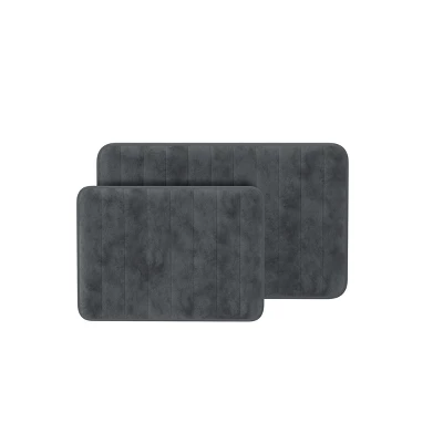 Bathroom Rug Set β 2-Piece Memory Foam Bathmats With Microfiber Top β Non-Slip Absorbent Rugs For Shower, Laundry, Or Kitchen By Lavish Home (Gray) - Image 5