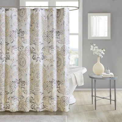 72"x72" Lian Printed Cotton Shower Curtain - Madison Park - Image 7