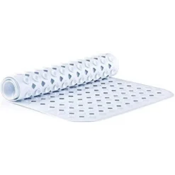 TranquilBeauty 40" X 16" White Extra Long Non-Slip Bath Mats With Suction Cups For Elderly & Children