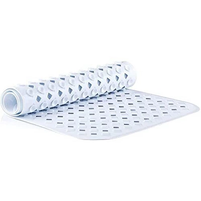 TranquilBeauty 40" X 16" White Extra Long Non-Slip Bath Mats With Suction Cups For Elderly & Children