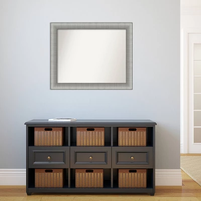 33" X 27" Non-Beveled Elegant Bathroom Wall Mirror Brushed Pewter - Amanti Art - Image 4