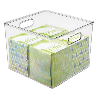 MDesign Plastic Bathroom Storage Bin Tote With Handles