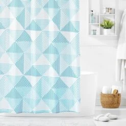 MDesign Polyester Fabric Decorative Shower Curtain