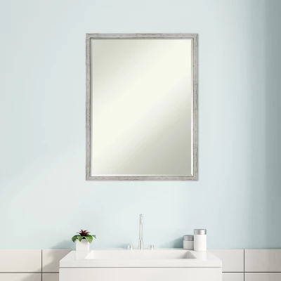 Amanti Art Shiplap White Narrow Petite Bevel Wood Bathroom Wall Mirror 25 X 19 In. - Image 5