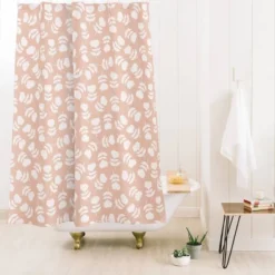 Little Arrow Vintage Floral Shower Curtain Pink - Deny Designs