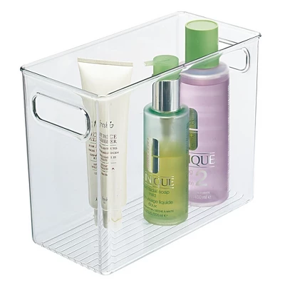 MDesign Plastic Bathroom Storage Bin Tote With Handles - Image 4