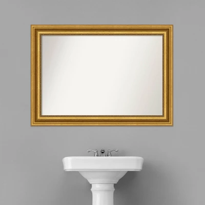 42" X 30" Non-Beveled Parlor Bathroom Wall Mirror Gold - Amanti Art - Image 8