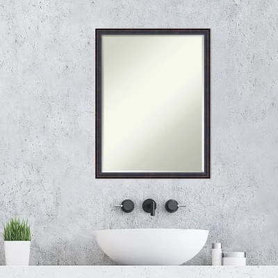 Amanti Art Dark Bronze Scoop Petite Bevel Wood Bathroom Wall Mirror 25.5 X 19.5 In. - Image 6