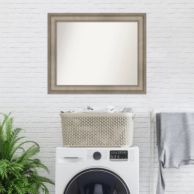 34" X 28" Non-Beveled Mezzanine Antique Narrow Wood Bathroom Wall Mirror Silver - Amanti Art - Image 7