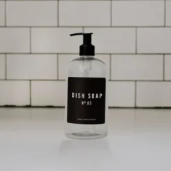 Sweet Water Decor Clear Plastic Black Label Dish Soap Dispenser - 16oz