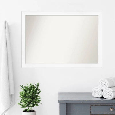 39" X 27" Non-Beveled Cabinet Narrow Bathroom Wall Mirror White - Amanti Art - Image 8