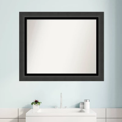 33" X 27" Non-Beveled Tuxedo Black Bathroom Wall Mirror - Amanti Art - Image 8