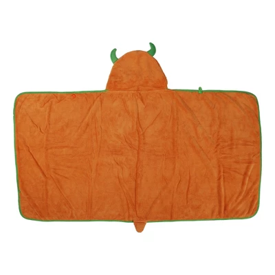 Unique Bargains Soft Absorbent Coral Fleece Hooded Towel For Bathroom Classic Design 53"x31" Orange 1 Pc - Image 4