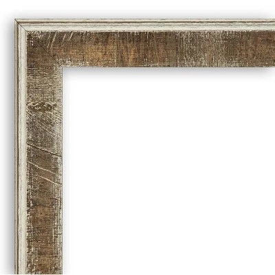 Amanti Art Farmhouse Brown Narrow Petite Bevel Wood Bathroom Wall Mirror 28.75 X 22.75 In.